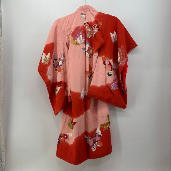 Japanese Kimono Womens XXS Pink Red Robe Costume Traditional Child Dress Up - Picture 2 of 16